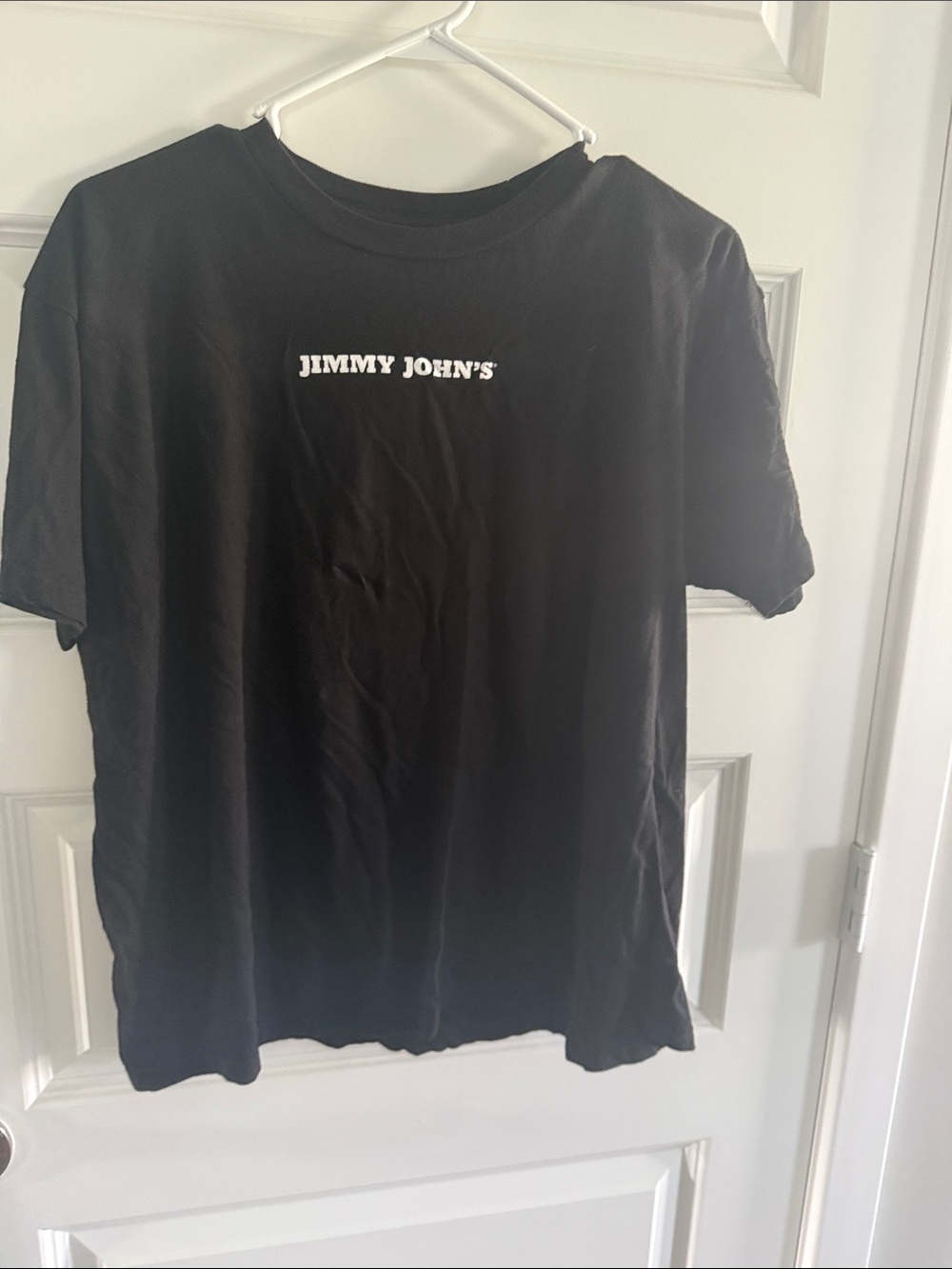 Men's Black Logo T-Shirt Graphic JIMMY JOHNS L LARGE LOOSE FREAKT FAST FRESH UNI
